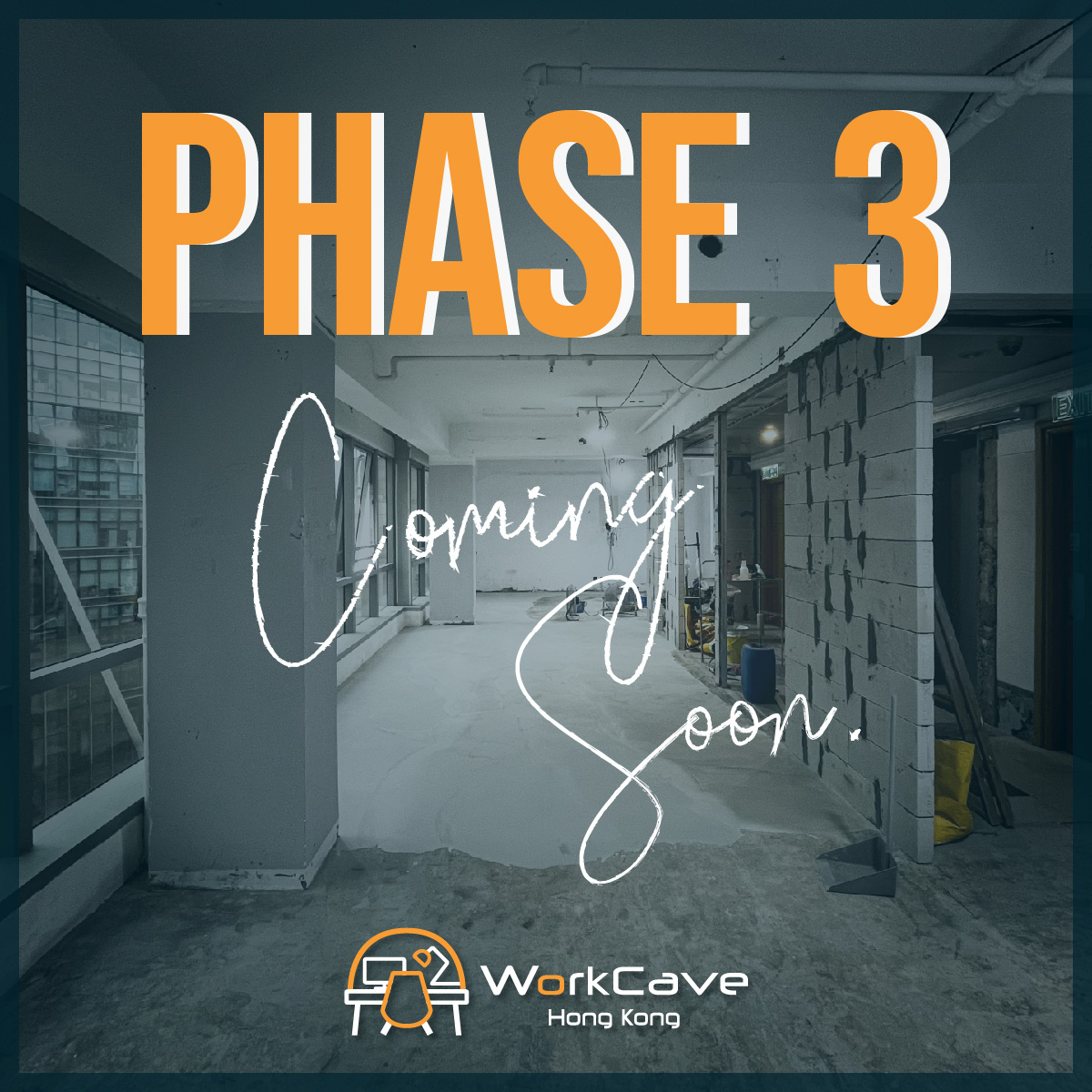 Concrete walls and floors showing renovation of WorkCave's new serviced offices in progress
